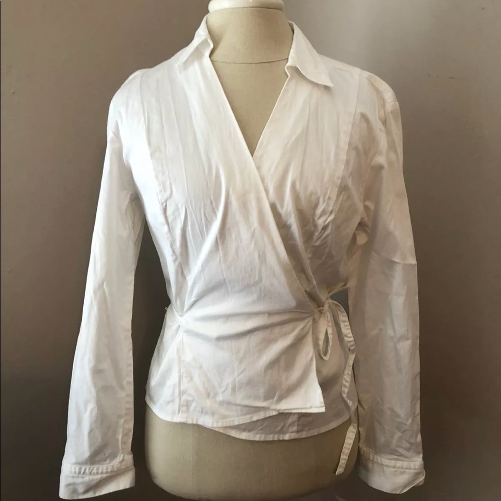Ann Taylor Shirt Size 10 Stretch Crossover Shirt